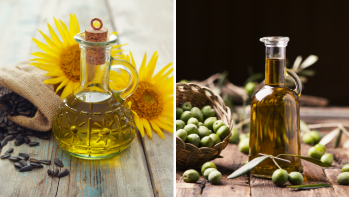 huile de tournesol et huile d'olive pour bain d'huiles capillaire